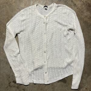 Vintage 80s Cuddle Knit White Knit Cardigan